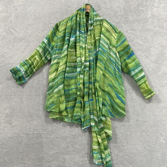 Jones New York Open Front Cardigan Long Sleeve Women M Green Exotic Linen - Picture 1 of 7